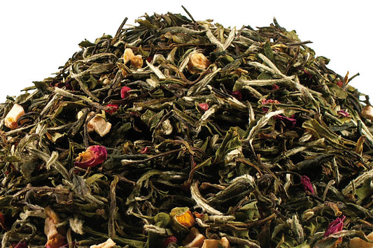 Vitt te Hallon rosor