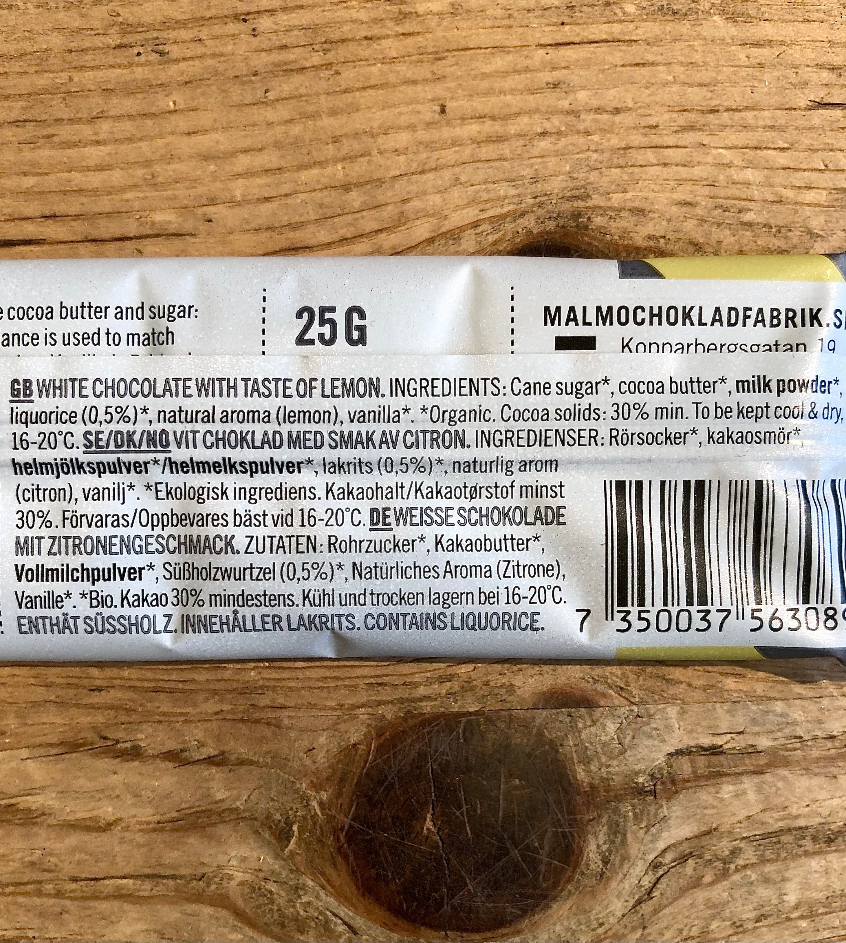 Malmö Choklad Citron Lakrits